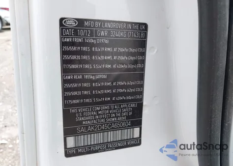 2012 Land Rover Lr4 z USA, uszkodzony, nr VIN SALAK2D45CA650604